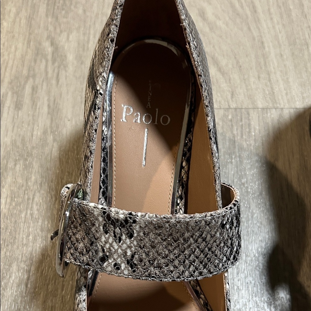 Paolo Women's Snakeskin Heels - Black and Gold - Picture 3 of 9